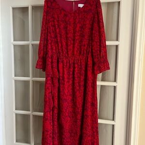 Gibson Latimer Red Bishop Sleeve Sundress